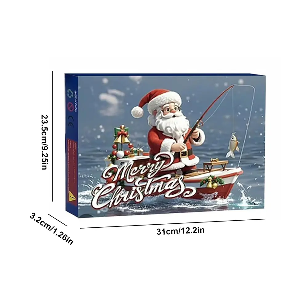 Fishing Advent Calendar 2024 24 Days Fishing Christmas Countdown Fishing Lure Advent Calendar for Fisher Anglers Men Teen Boys