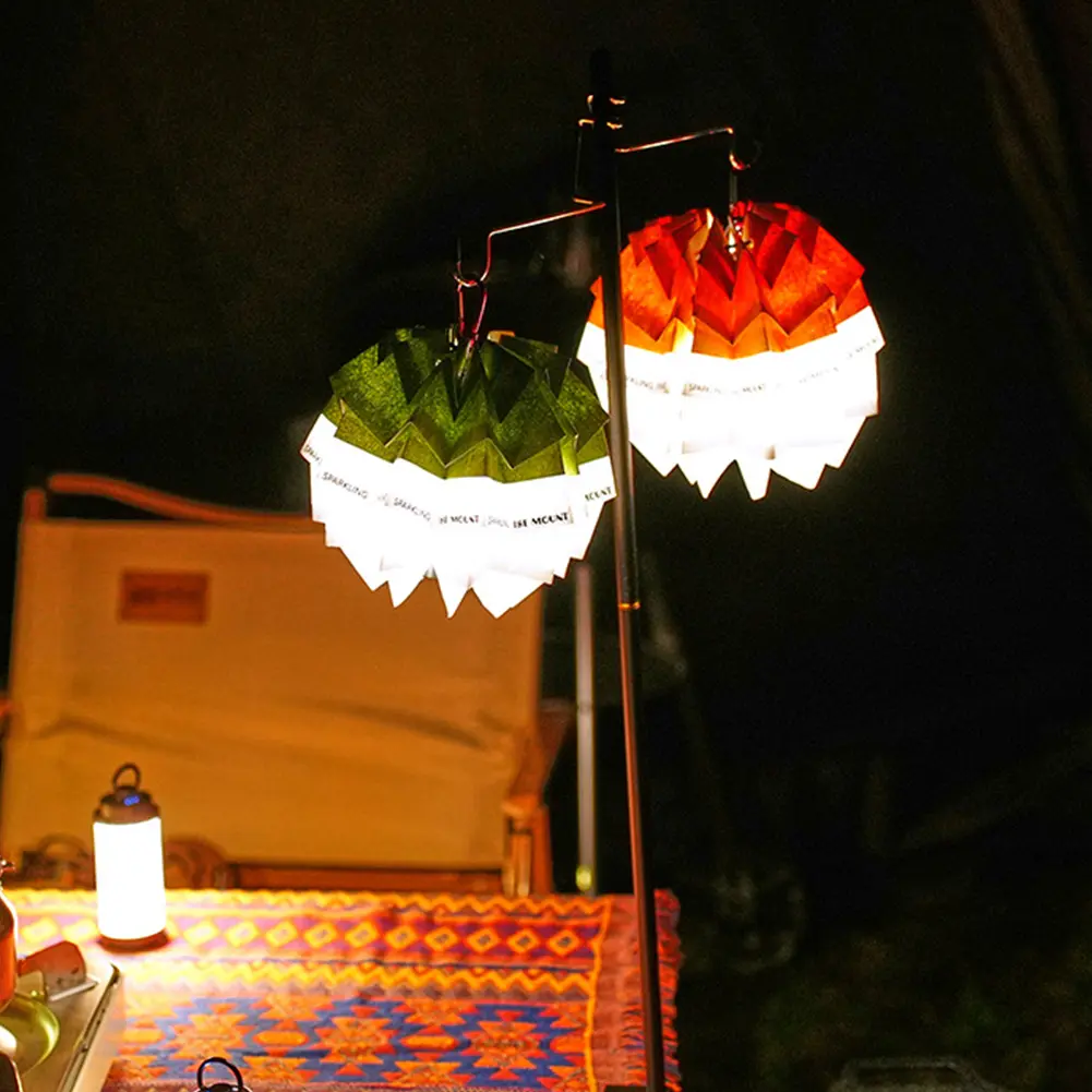 5-1Pcs Outdoor Camping Paper Lamp Shade with Adjustable Rope Snap Atmosphere Lampshade Hanging Lantern Cover for Tent Picnic