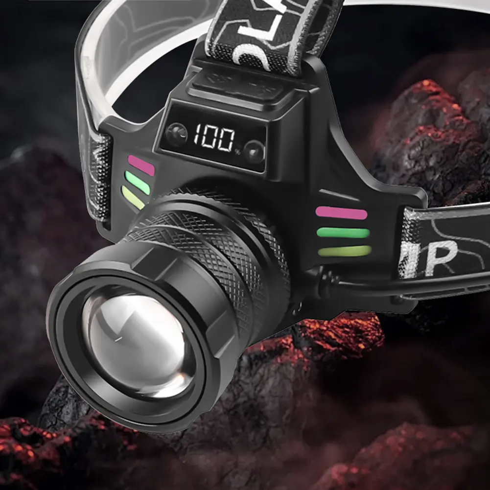 30W LED Induction Headlamp USB Charging Super Bright Headlight Power Display Outdoor Head Flashlight for Outdoor Camping Running