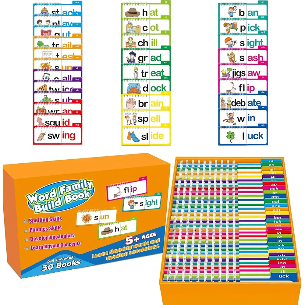 Word Families ABC Vocabulary Flash Cards Kindergarten Sight Word Flash Cards Learn To Read Phonics Flash Cards Reading Games
