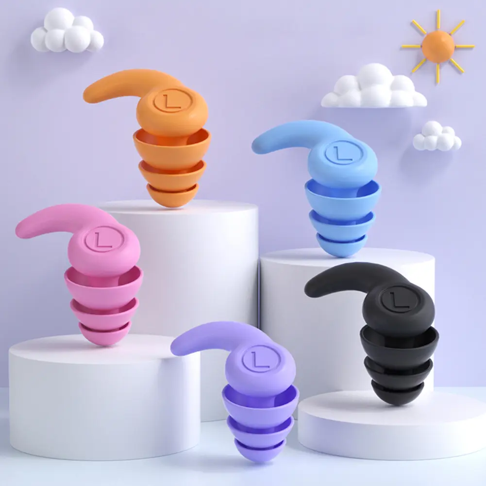 1 Pair Silicone Earplugs Sound Insulation Reduction Soundproof 3 Layers Sleeping Earplugs Lightweight for 5-12 Year Old Children
