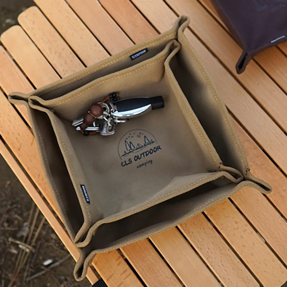 Portable Camping Gadgets Tray Foldable Oxford Storage Box Waterproof Travel Desktop Jewelry Sundries Makeup EDC Organizer