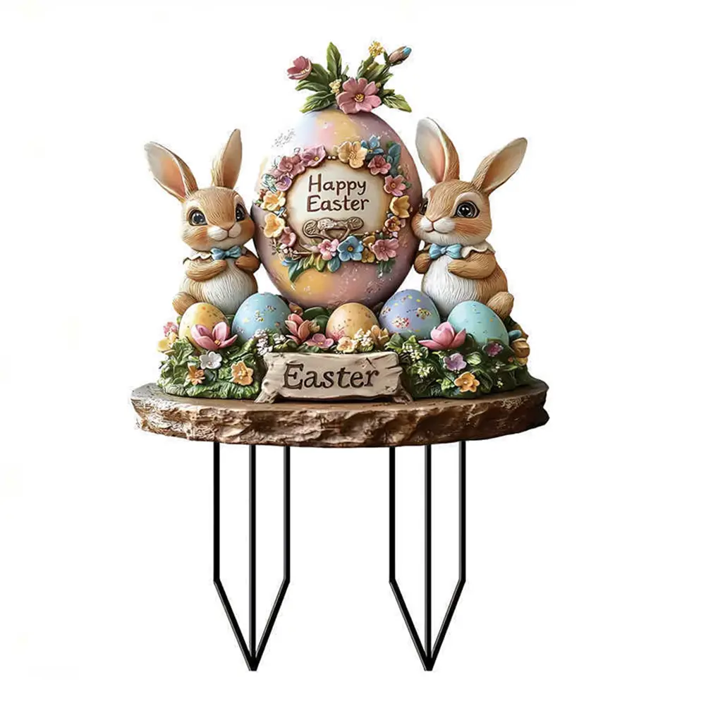 Easter Acrylic Garden Stake Decoration Multi-Function Yard Ornaments Waterproof Courtyard Statue for Garden Yard Patio