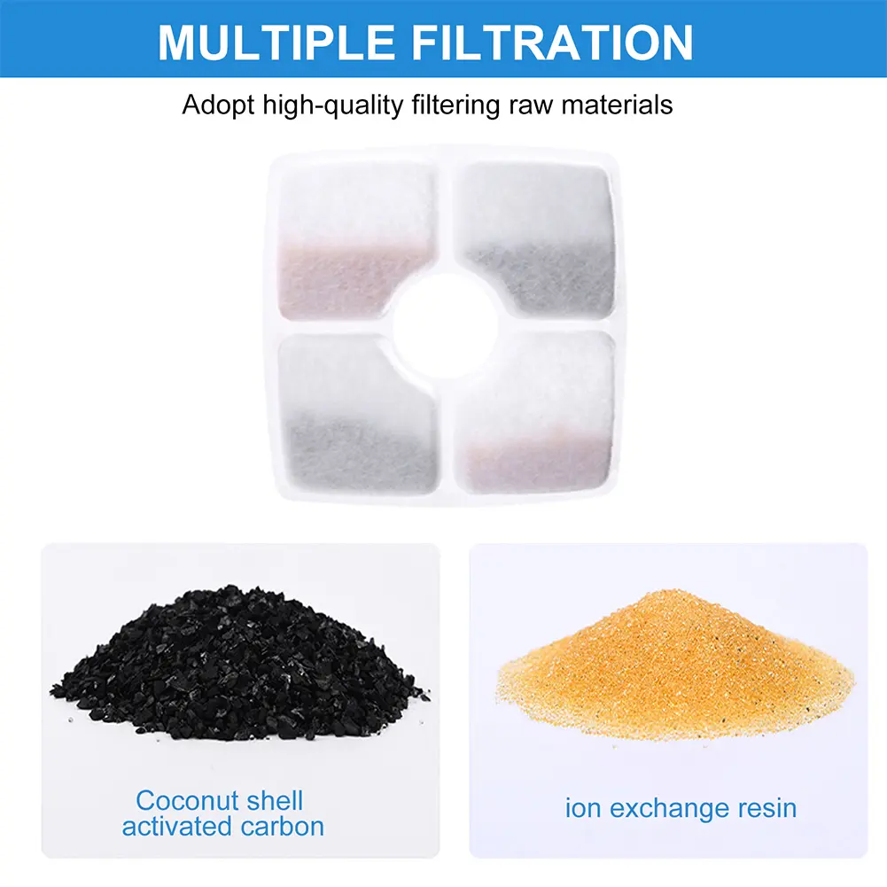 4/6/8/12 Pcs Cat Water Fountain Filters Triple Filtration Dog Drinking Fountain Filter Square 125mm Pet Water Dispenser Filter