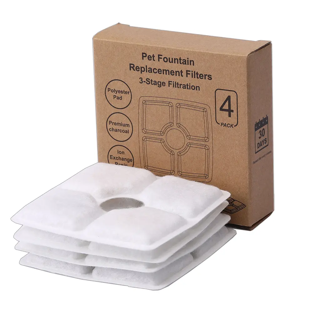 4/6/8/12 Pcs Cat Water Fountain Filters Triple Filtration Dog Drinking Fountain Filter Square 125mm Pet Water Dispenser Filter
