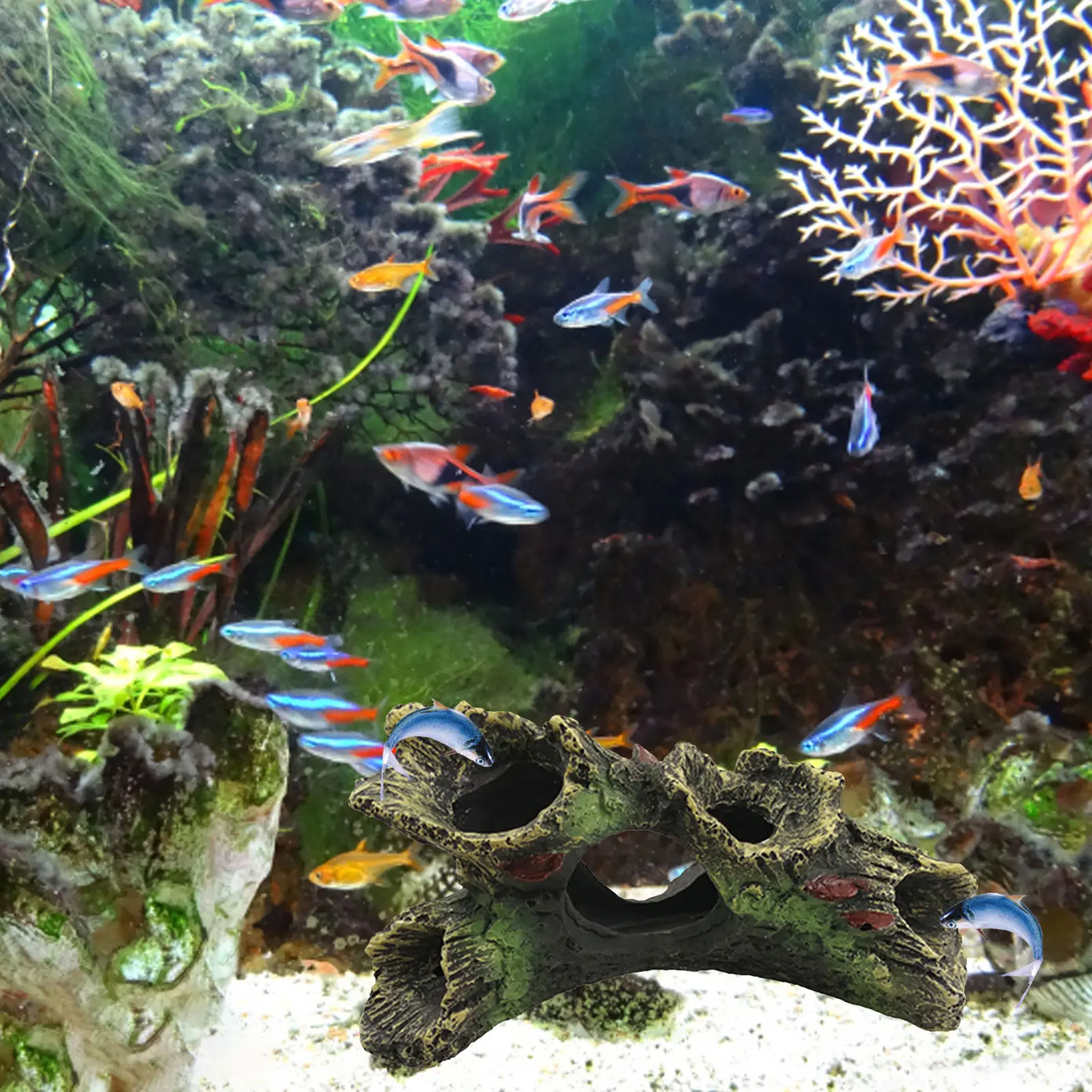 Artificial Landscape Ornament Non-toxic Aquarium Hollow Log Decor Aquarium Dead Wood Decoration for Fish Tank Aquarium