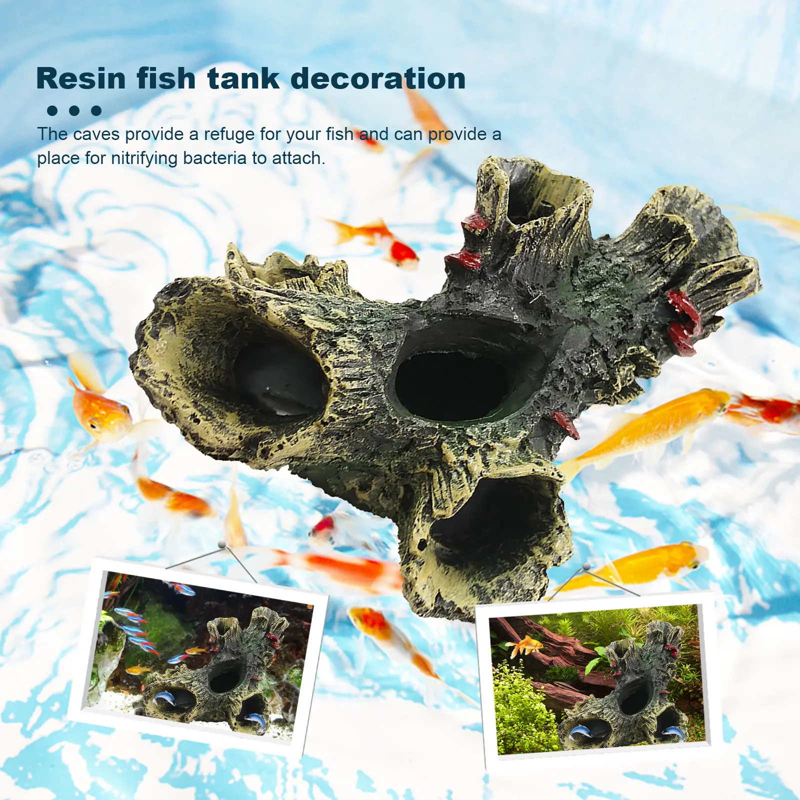 Artificial Landscape Ornament Non-toxic Aquarium Hollow Log Decor Aquarium Dead Wood Decoration for Fish Tank Aquarium