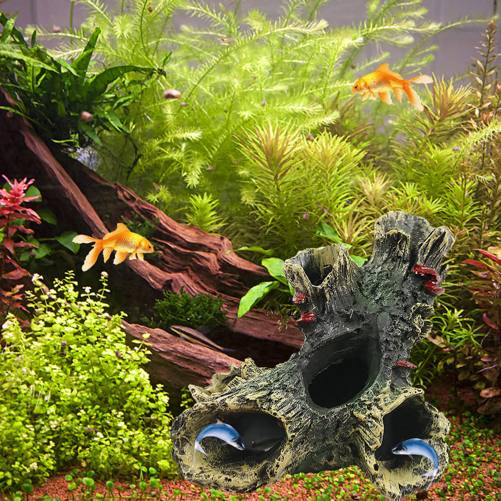 Artificial Landscape Ornament Non-toxic Aquarium Hollow Log Decor Aquarium Dead Wood Decoration for Fish Tank Aquarium