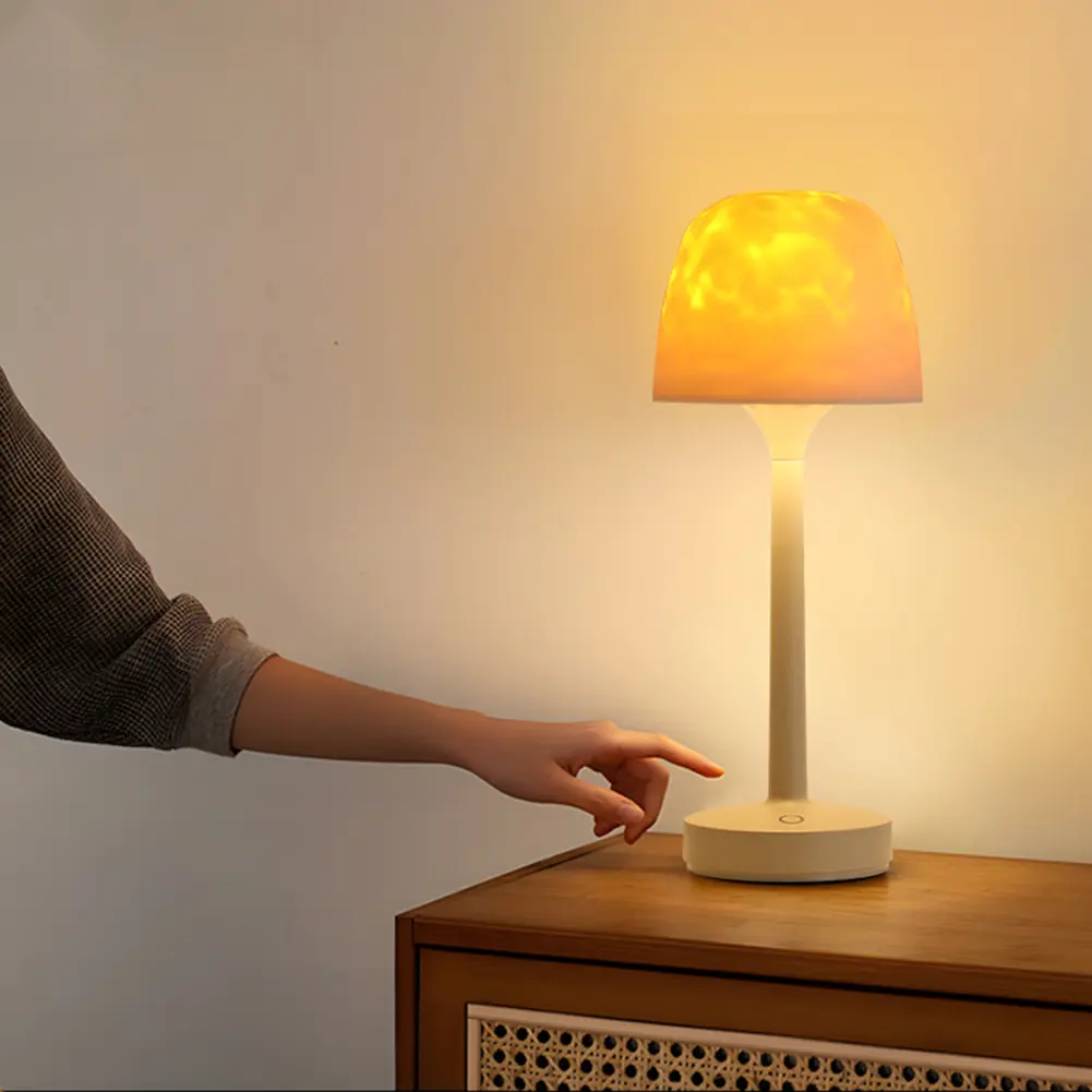 Night Light 3/16 Colors Table Lamp Rechargeable Atmosphere Desk Lamp Ocean Wave Projector Lamp for Bedroom Ambient Lighting