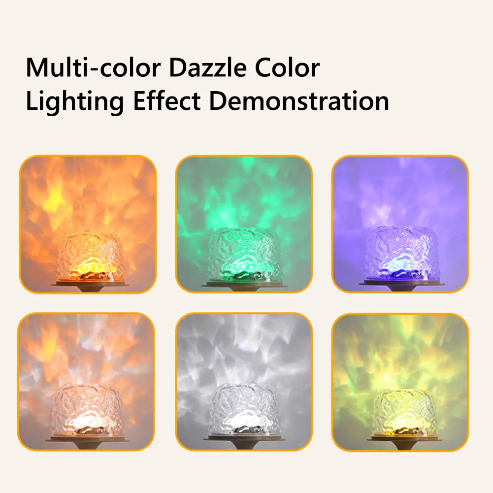 Night Light 3/16 Colors Table Lamp Rechargeable Atmosphere Desk Lamp Ocean Wave Projector Lamp for Bedroom Ambient Lighting