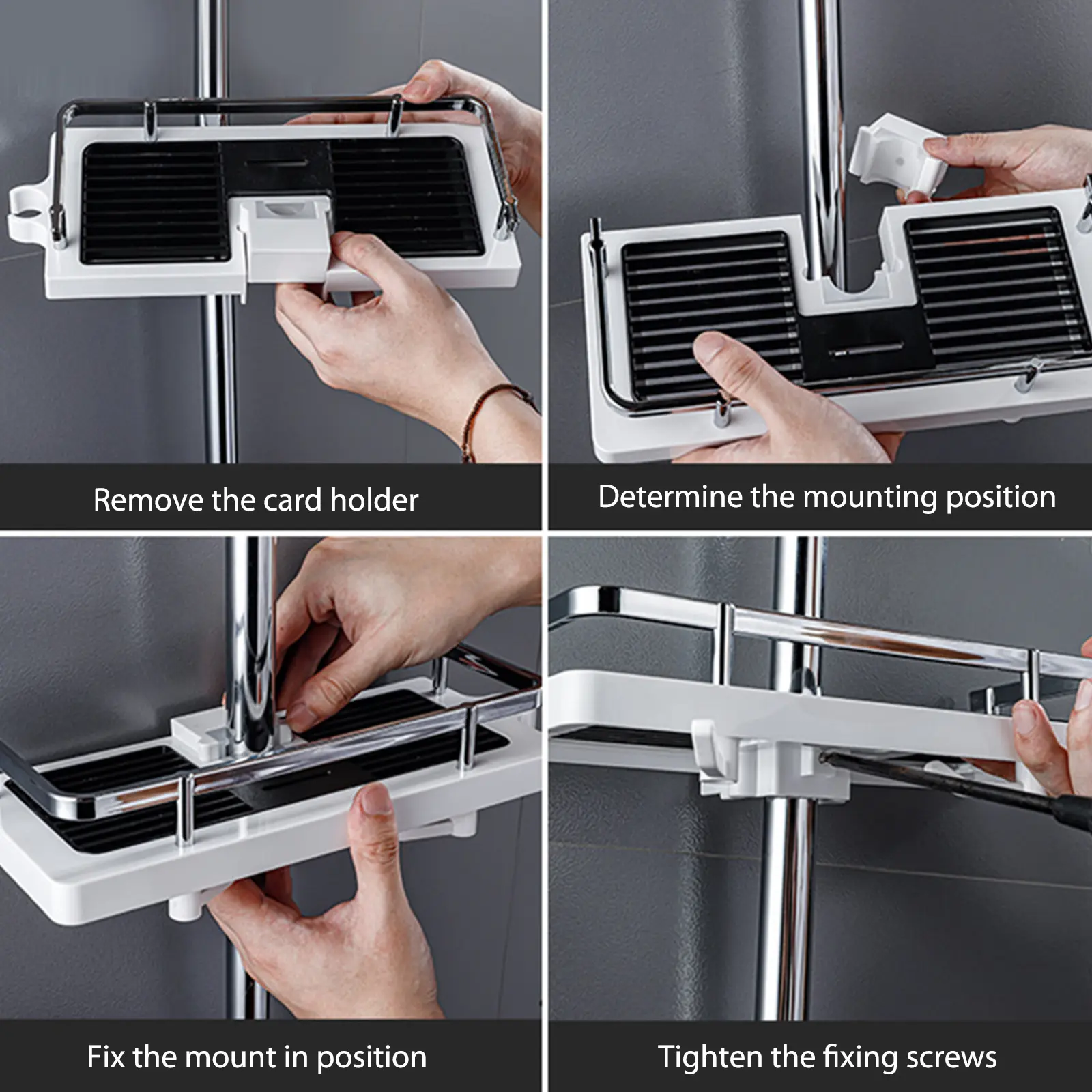 Bathing Rod Organizer Shelf Punch Free Toilet Bracket Single Layer Shower Bar Shelf Height Adjustable Home Gadgets
