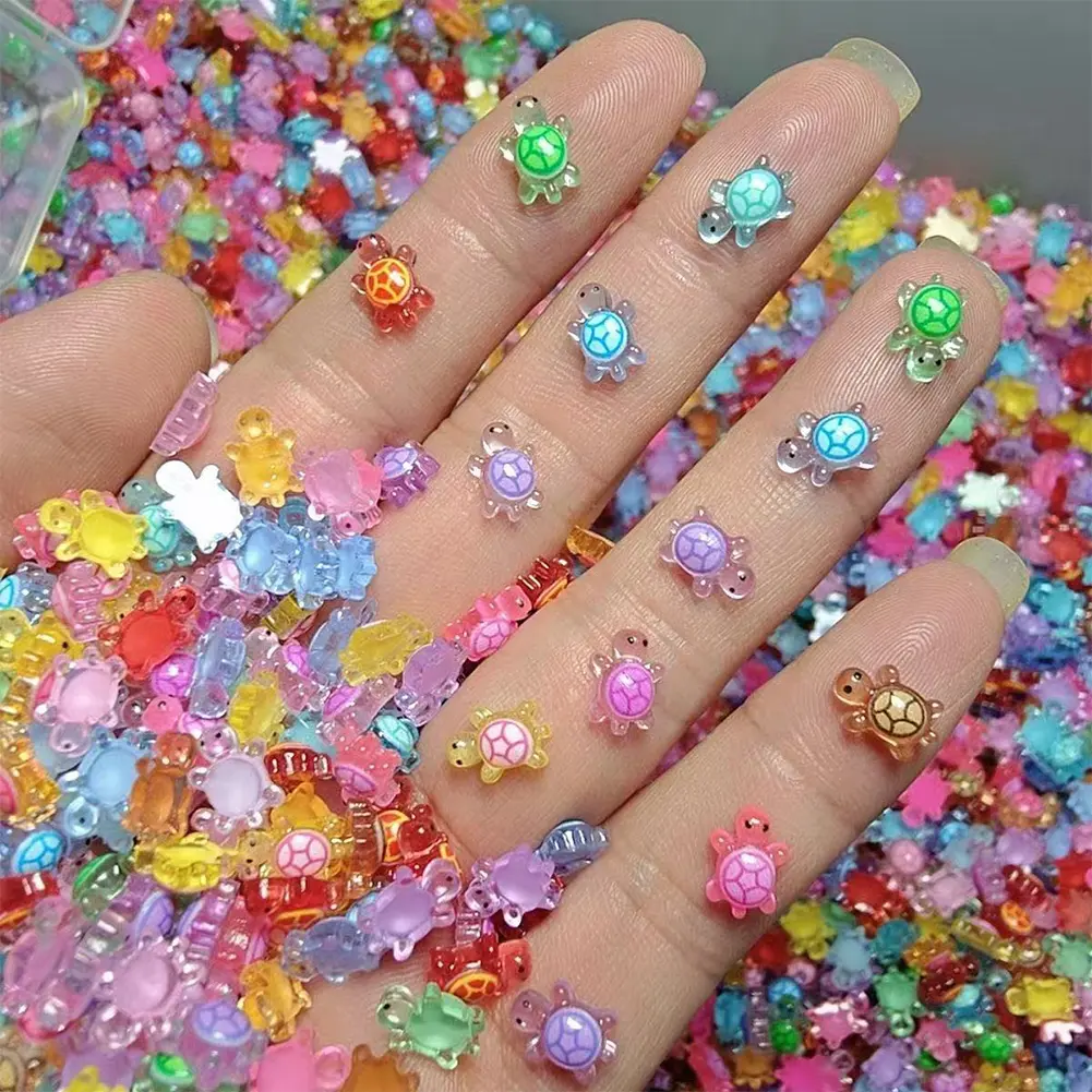 100Pcs Luminous Cute Tiny Turtles Mini Resin Animals Sea Turtles Figurines for Fairy Garden Micro Landscaping Decoration