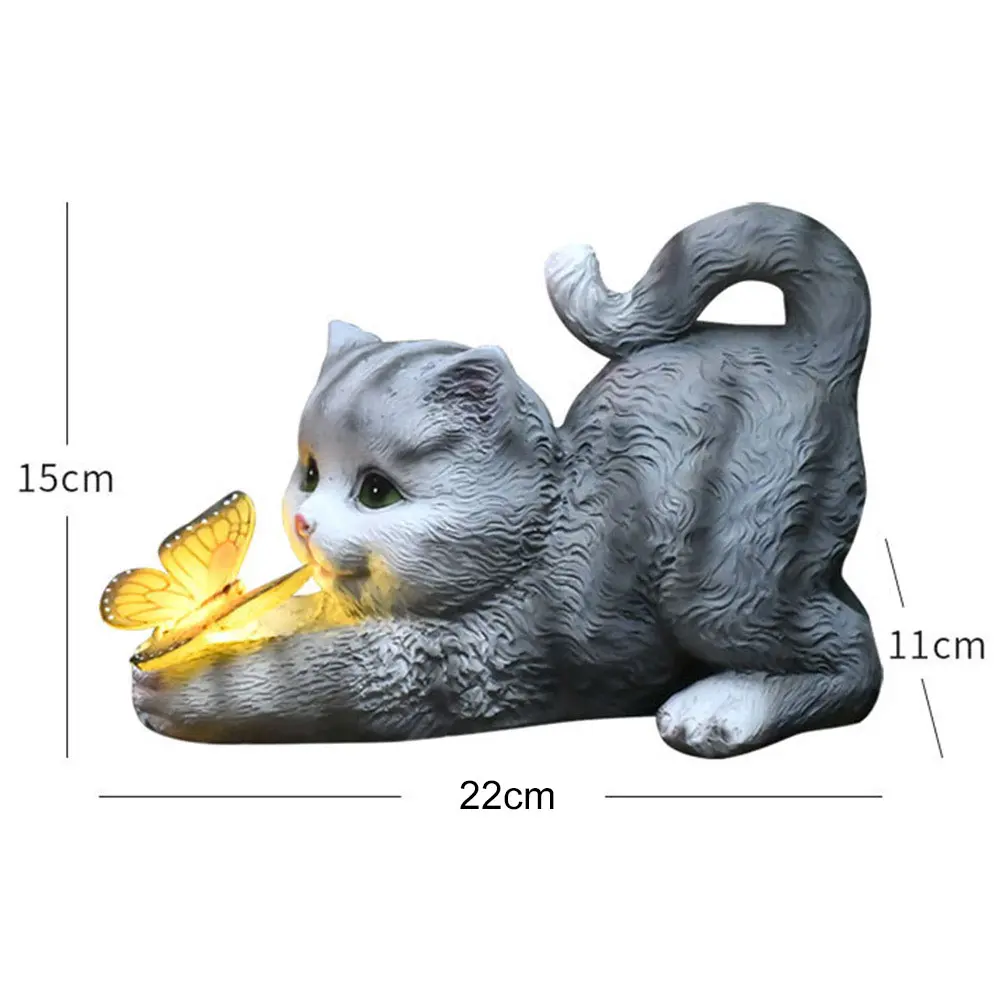 Cat Solar Garden Statue Solar Lights Cat Statue Sculpture Housewarming Gift Lawn Art Decoration for Mom Grandma for Yard Patio