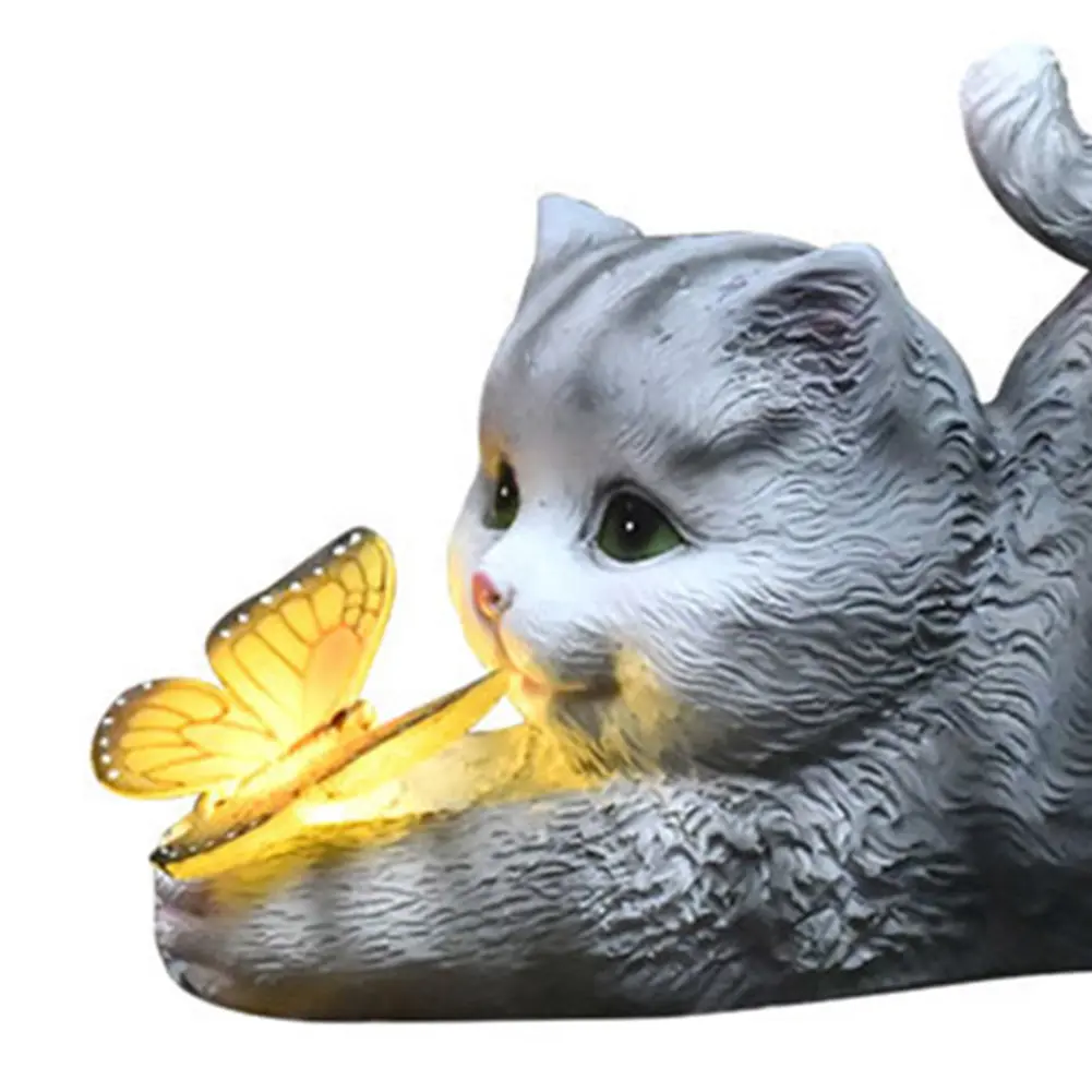 Cat Solar Garden Statue Solar Lights Cat Statue Sculpture Housewarming Gift Lawn Art Decoration for Mom Grandma for Yard Patio