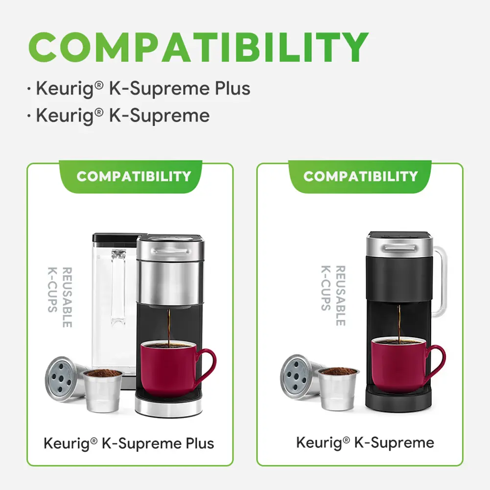 Metal Coffee Filter Cup Reusable Coffee Filter Basket Coffee Makers Coffee Machine Strainer Refillable for Keurig K-supreme Plus