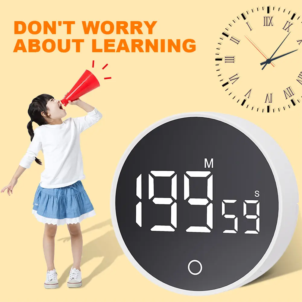 Magnetic Kitchen Timer Electronic Digital Timer Large LED Display Mechanical Remind Alarm Countdown Countup Timer For Cooking