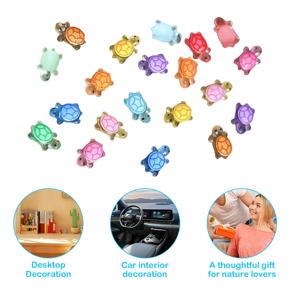 100Pcs Luminous Cute Tiny Turtles Mini Resin Animals Sea Turtles Figurines for Fairy Garden Micro Landscaping Decoration