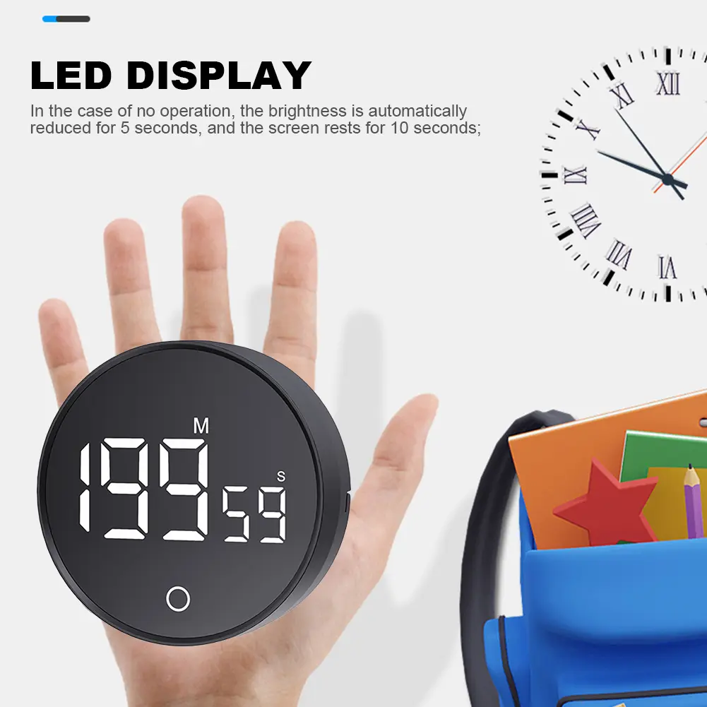Magnetic Kitchen Timer Electronic Digital Timer Large LED Display Mechanical Remind Alarm Countdown Countup Timer For Cooking