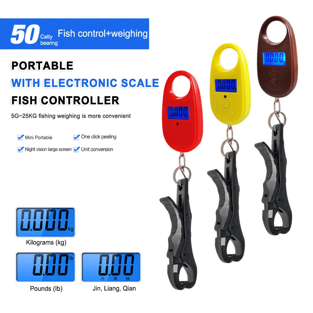 Mini Digital Scale 3 Weighing Modes Electronic Scale 40kg Load Capacity Luggage Scales with Fish Control Forceps for Outdoor