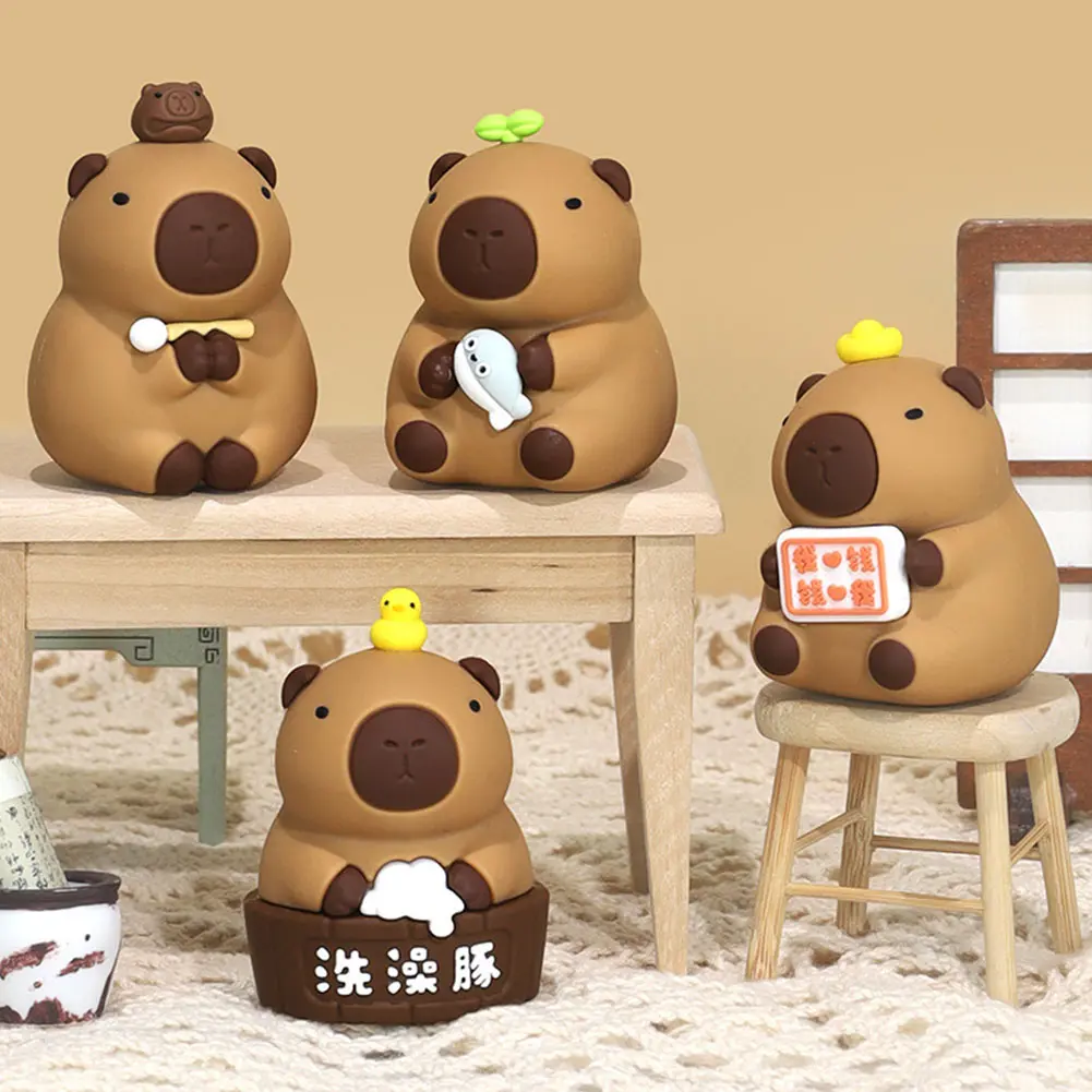 Capybara Sculpture Cute Capybara Animal Ornament Cartoon Capybara Tabletop Decoration Creative Gifts for Friends Kids