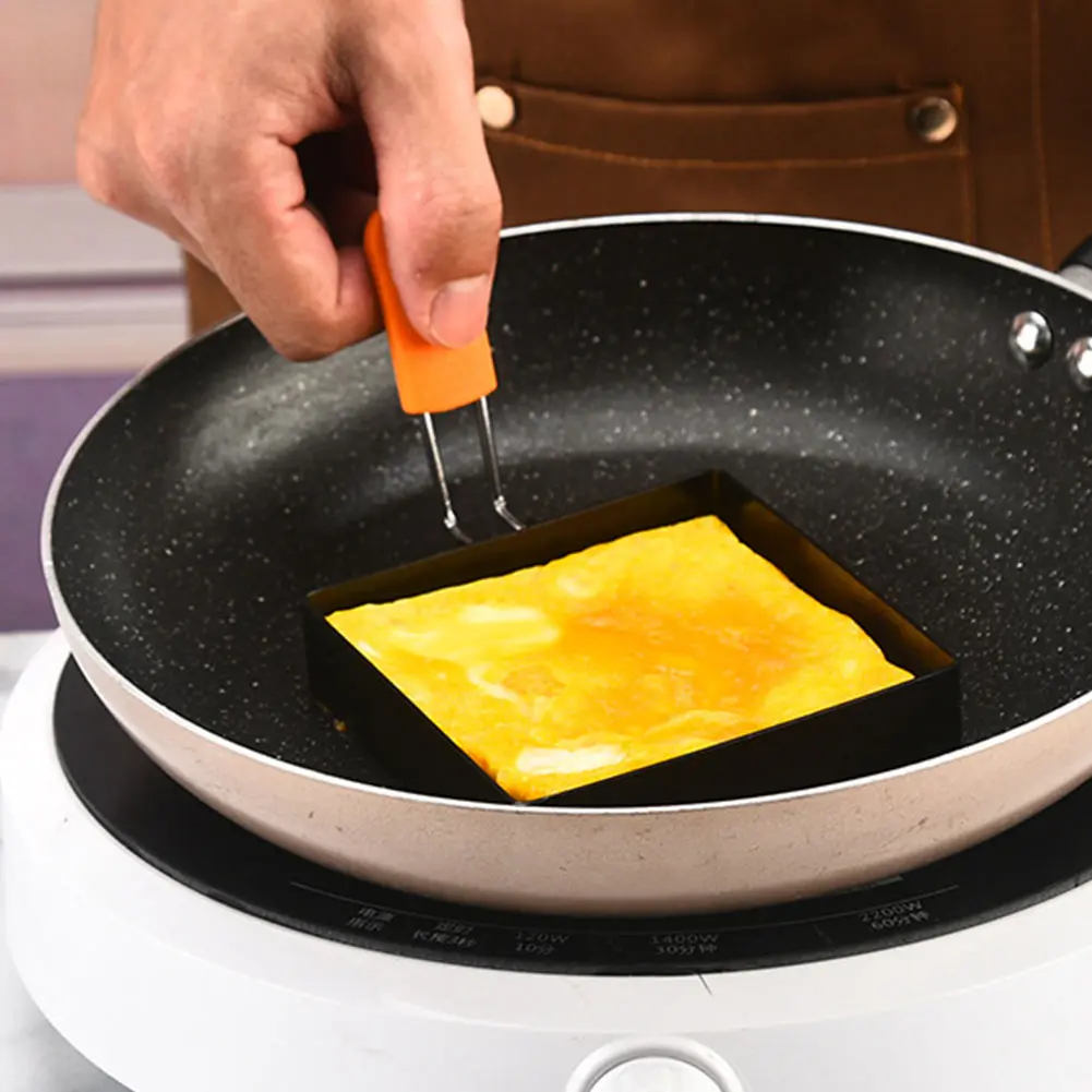 3.9 in 1/2 Pcs Non-stick Egg Cooker Ring Egg Ring with Anti-scald Handle Heat Resistant Pancake Ring Fried Egg Ring Pancake Mold