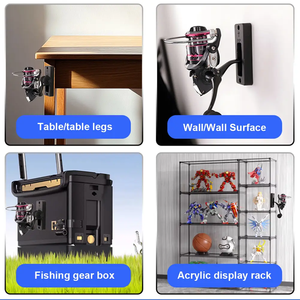 Fishing Reel Holder Storage Rack Wall Mounted Reel Display Stand Spinning Reel Organizers Holder for Home Garage Shop