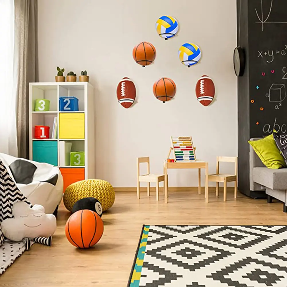 1-3Pcs Basketball Storage Rack Wall Mounted Metal Display Rack Basketball Organizer Space Saving for Football Volleyball Shelves