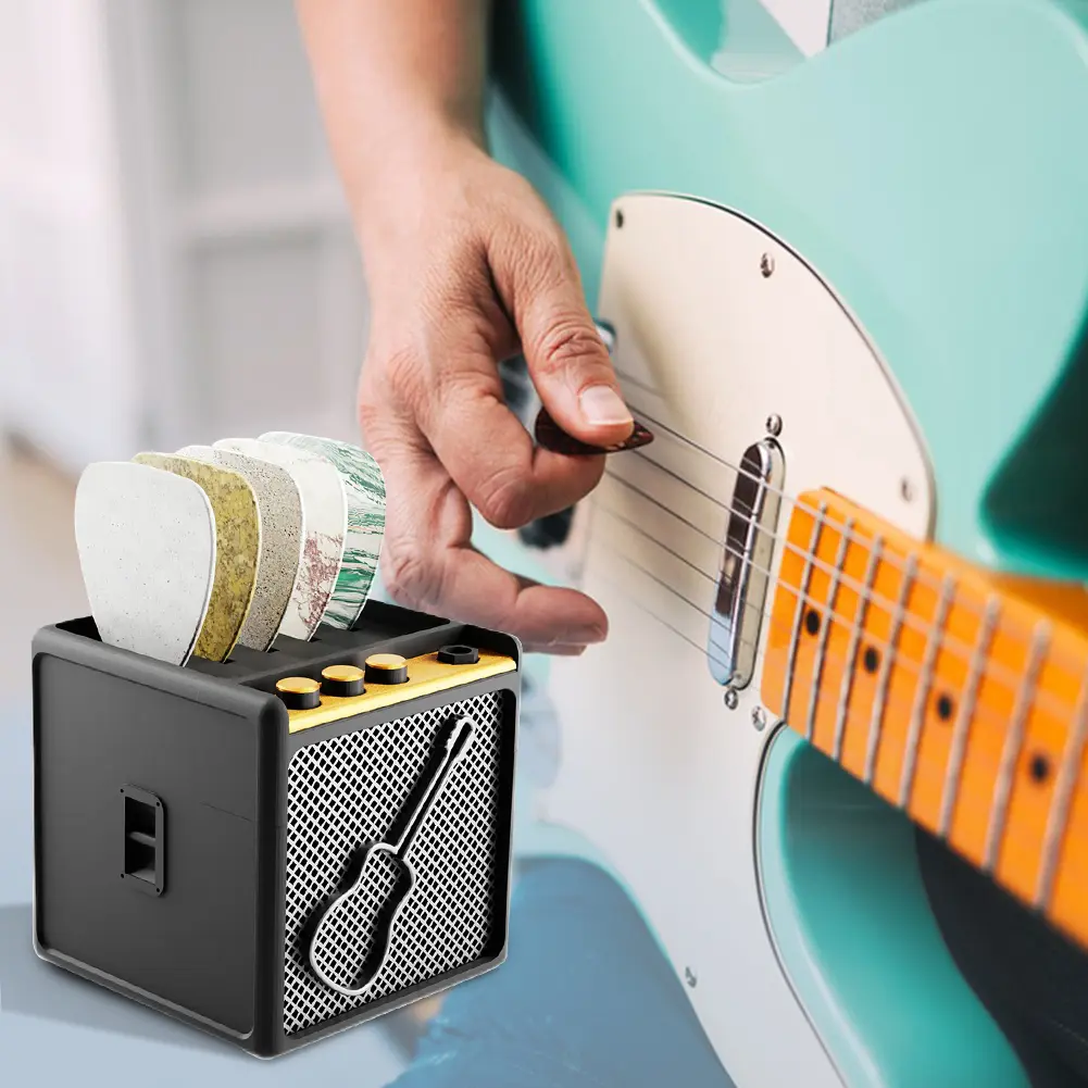 Amp Speaker Guitar Pick Holder Box Organizer 3D Printed Plectrum Storage Box Plectrum Holder for Musicians and Guitar Players