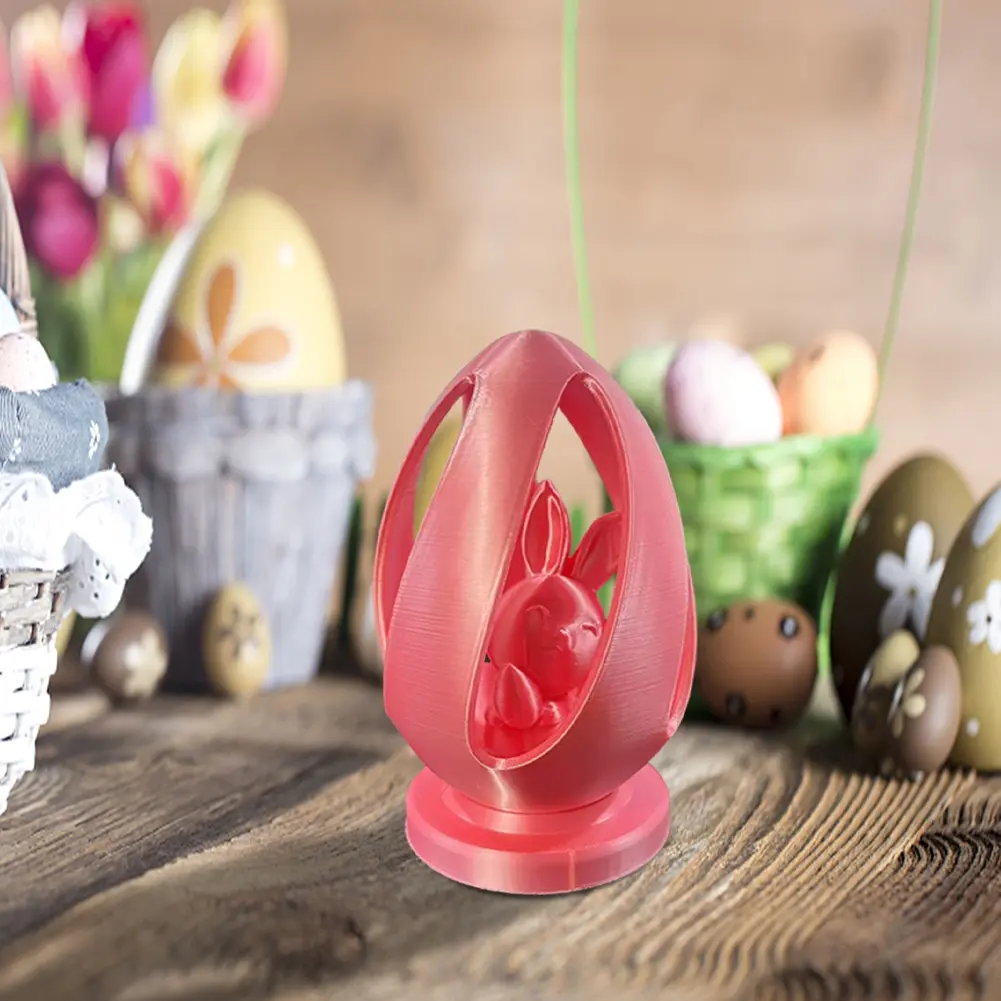 Easter Egg with Bunny Inside Decorative Miniature 3D Printed Bunny Sculpture Crafts Rabbit Figurine Desktop Decoration Ornaments