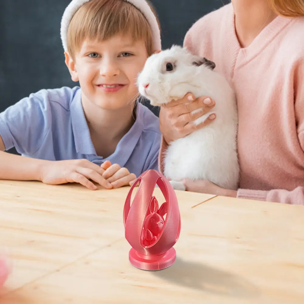 Easter Egg with Bunny Inside Decorative Miniature 3D Printed Bunny Sculpture Crafts Rabbit Figurine Desktop Decoration Ornaments