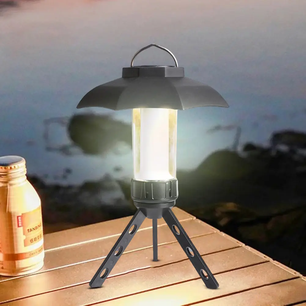 Type-C Rechargeable 200LM Atmosphere Light 3000mAh Outdoor Tent Lamp Tripod Lampshade Hook Camping Lantern Accessories