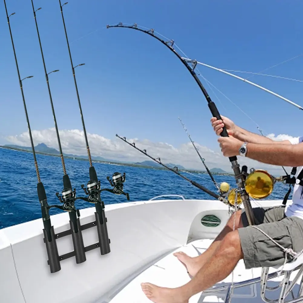 3 Tubes Link Fishing Rod Holder Bracket Fishing Pole Holder Plastic Fishing Rod Racks for Boat Garage Storage