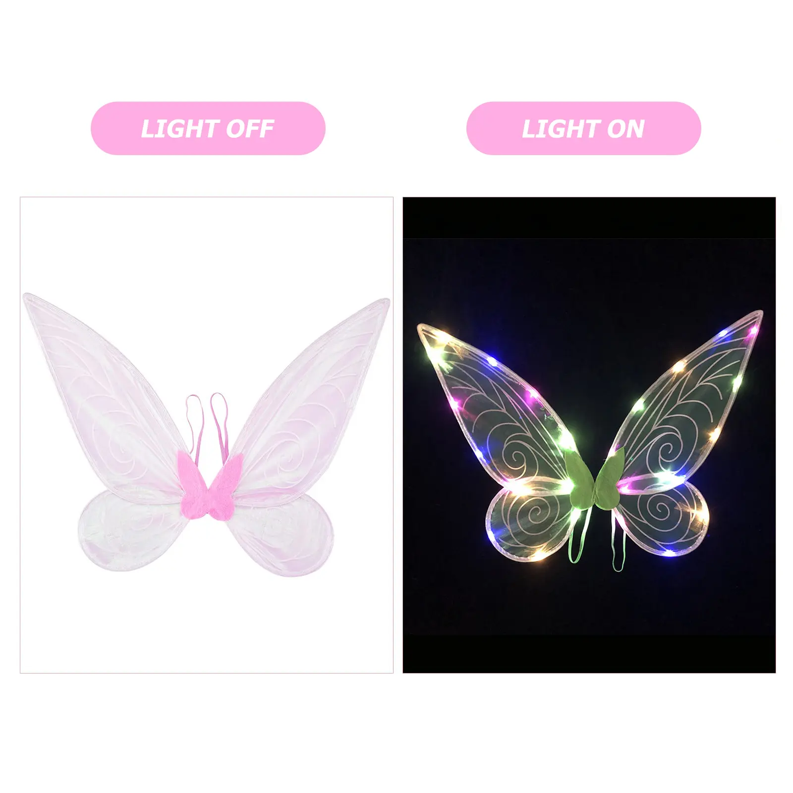Dress Up Angel Wings LED Fairy Wings Butterfly Sequin Wings Glowing Elf Princess Costume for Kids Girls Christmas Birthday Party