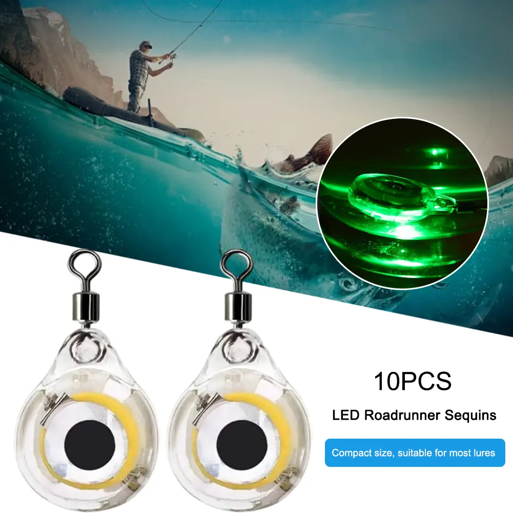 10Pcs Fishing Lure Light Underwater Night Light Fishing Luminous Lure Eye Shape Battery Powered Fish Attractant for Seawater