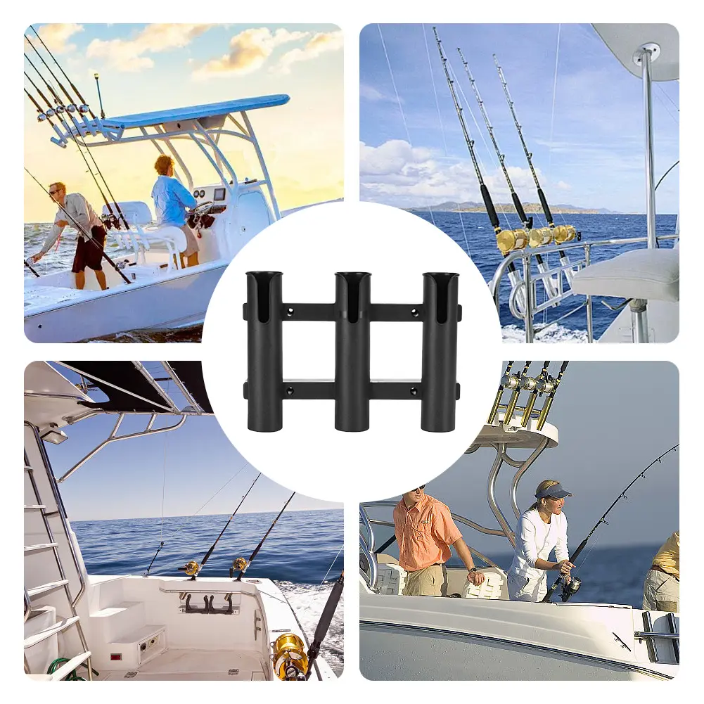 3 Tubes Link Fishing Rod Holder Bracket Fishing Pole Holder Plastic Fishing Rod Racks for Boat Garage Storage