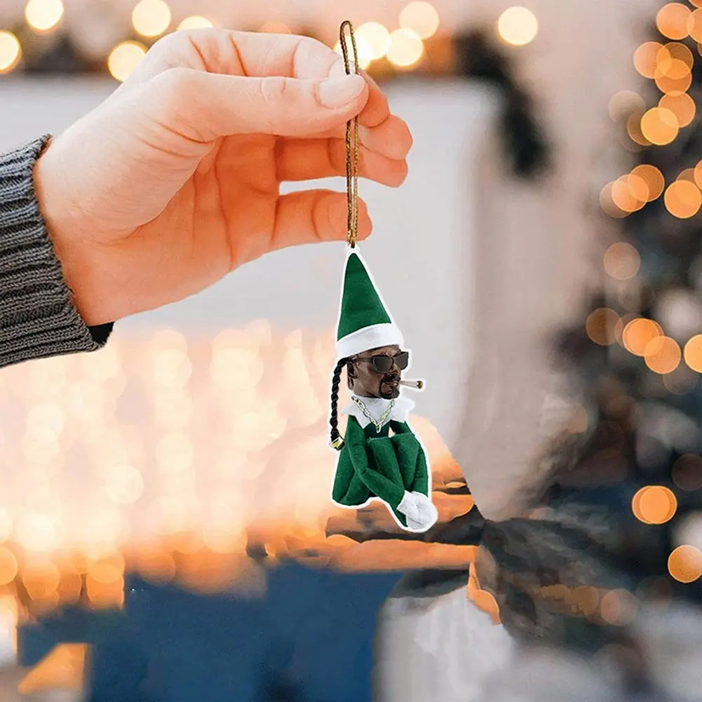 Acrylic Snoop On A Stoop Christmas Elf Doll Pendant Navidad Merry Christmas Decor Adorable A Stoop Dolls New Year Xmas Gift