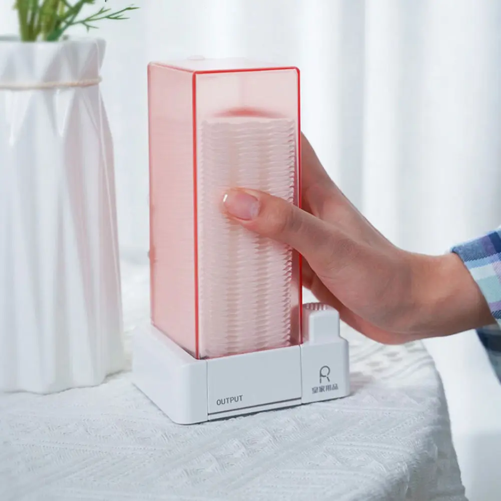 Automatic Cotton Pad Dispenser Press Type Cotton Pad Holder Cosmetic Makeup Cotton Pads Organizer for Vanity Storage & Organizer