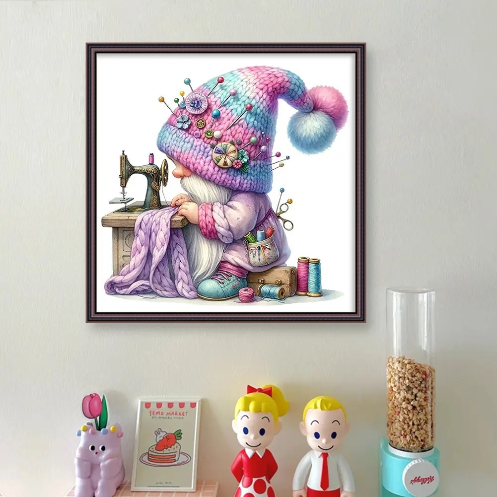 Full Embroidery Eco-cotton Thread 11CT Printed Gnome Cross Stitch Kit Art
