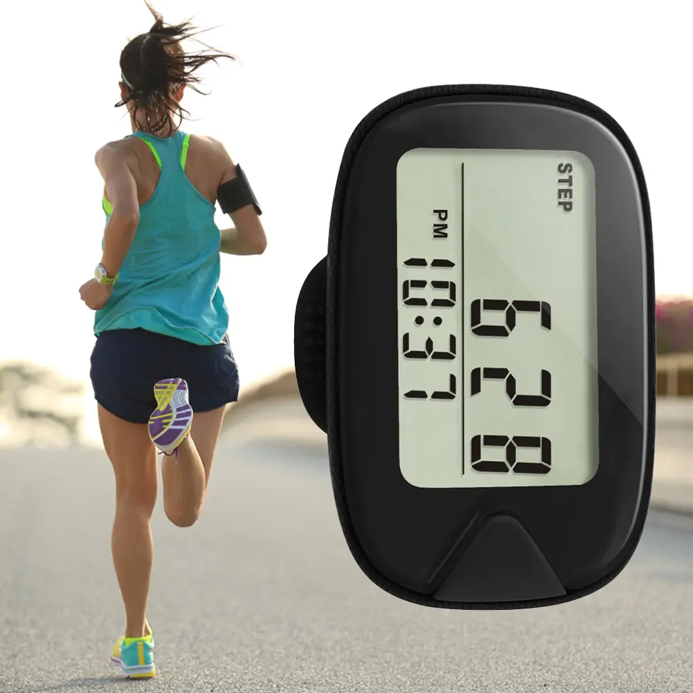 Walking Pedometer Clip On Step Counter LCD Display Portable Pedometer Multi-Function Electronic Pedometer for Walking Running
