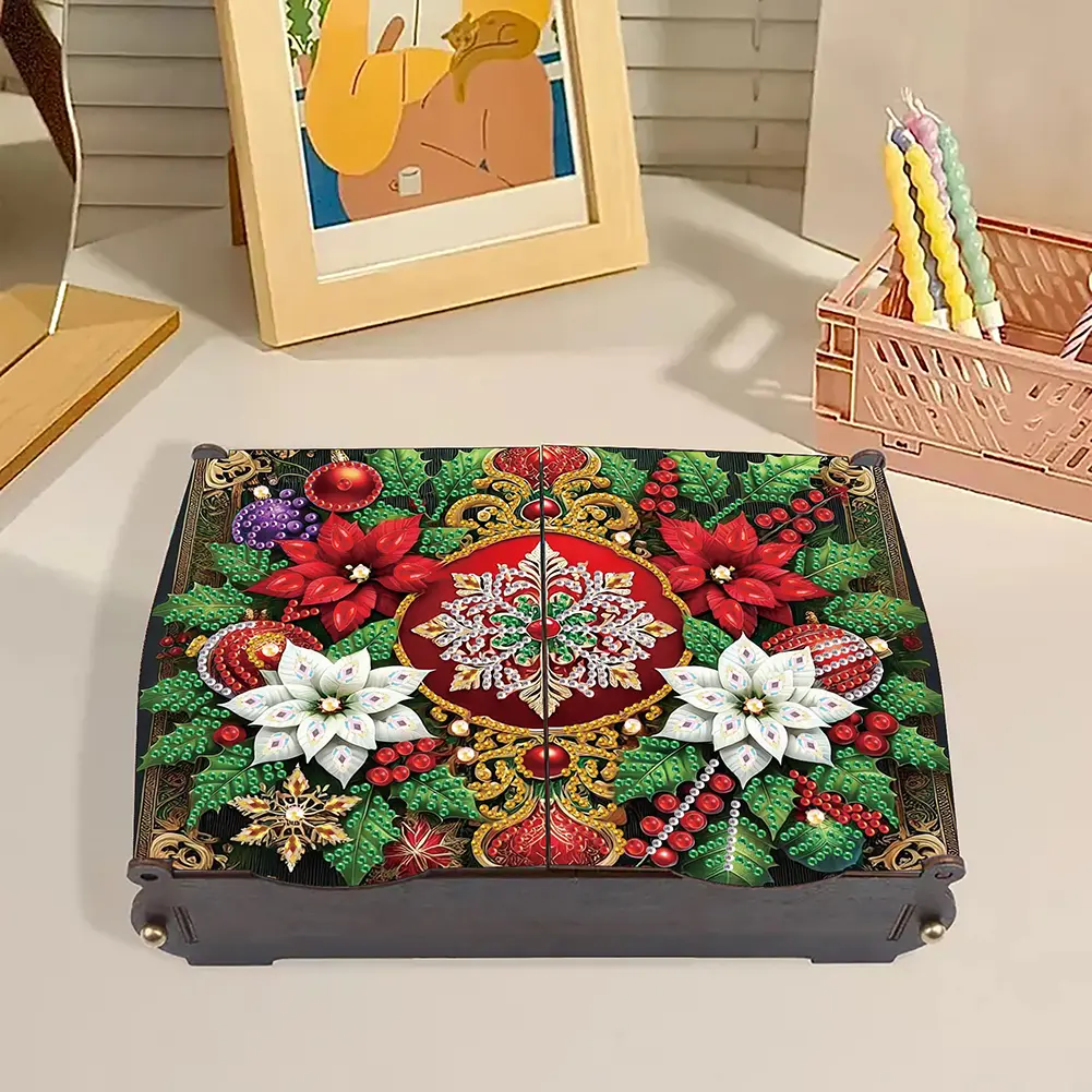 5D DIY Diamond Art Handmade Storage Box Partial Drill Rhinestones Decorative Storage Box Crystal Storage Case Kit for Home Decor