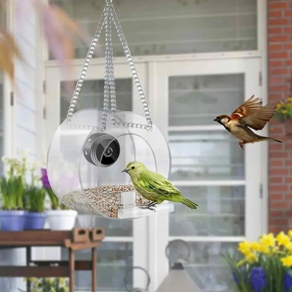 Smart Bird House Pet Feeder Acrylic with Camera Home Pet Bird Feeder Transparent 1080P HD Easy Installation Pet Accessories