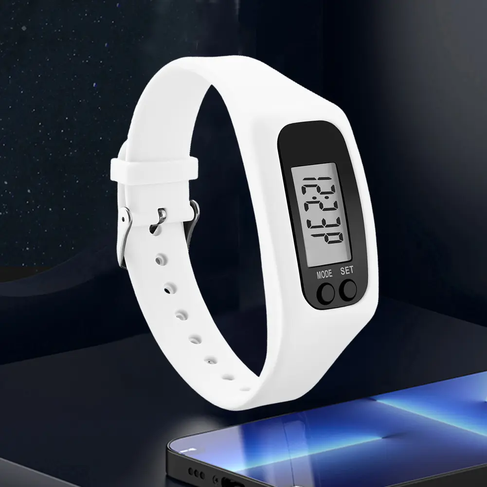 LED Pedometer Bracelet Wrist Calorie Counter 12/24H Time Display Walking Running Pedometer Fitness Watch for Outdoor Sports