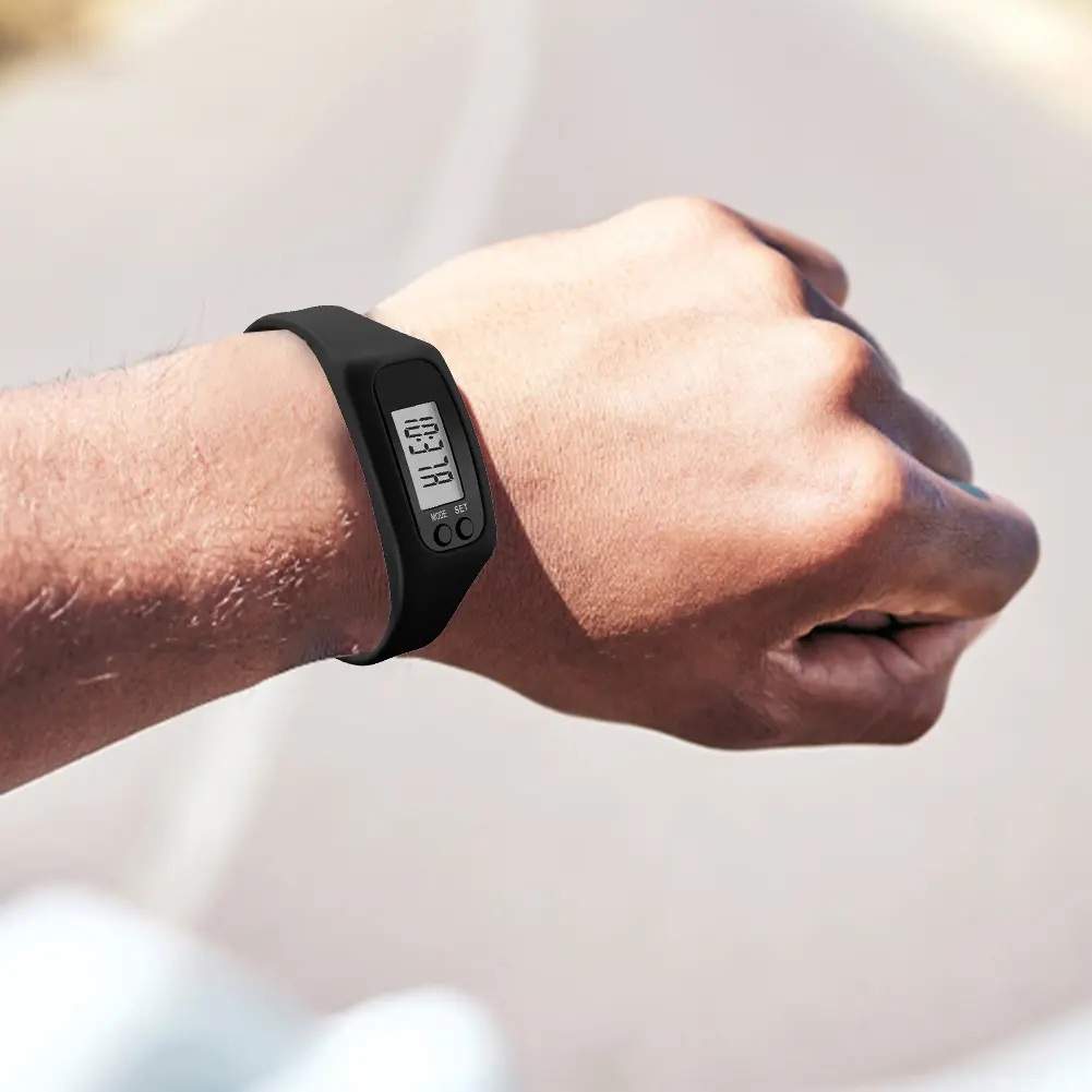 LED Pedometer Bracelet Wrist Calorie Counter 12/24H Time Display Walking Running Pedometer Fitness Watch for Outdoor Sports