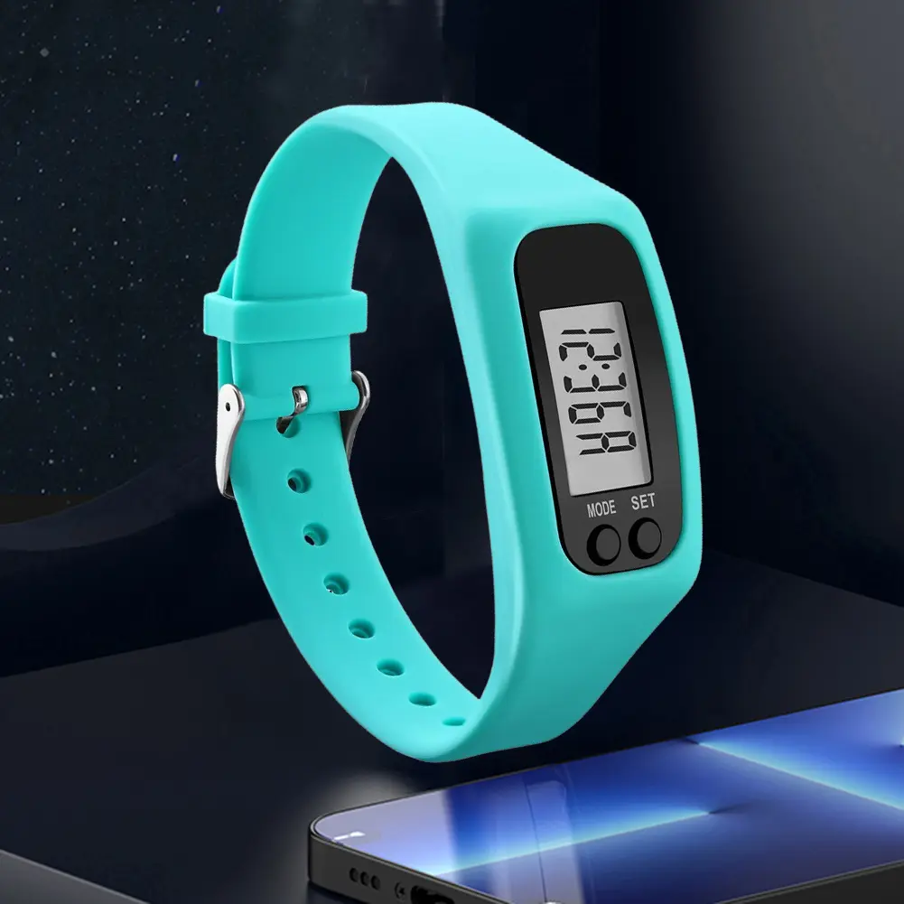 LED Pedometer Bracelet Wrist Calorie Counter 12/24H Time Display Walking Running Pedometer Fitness Watch for Outdoor Sports