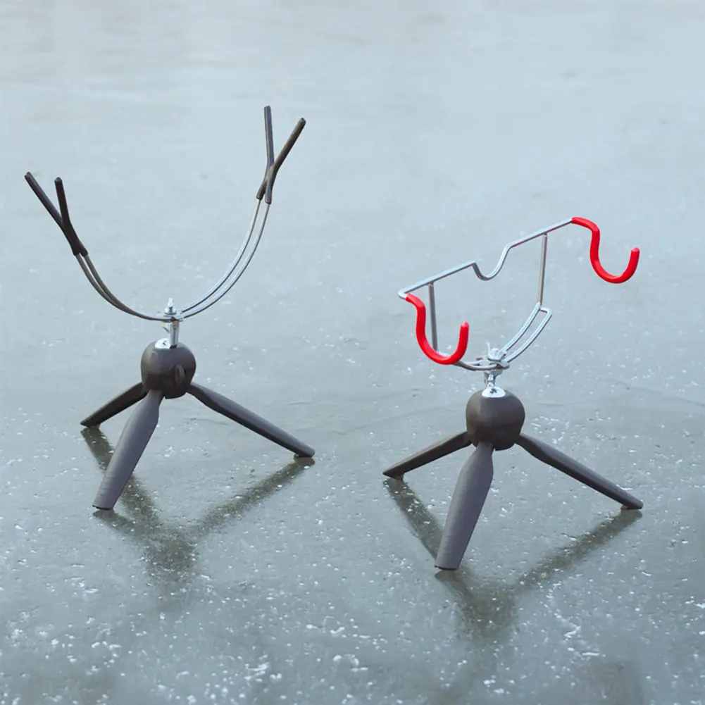 Portable Ice Fishing Rod Holder Easily Installation Double-Head Fish Pole Holder Adjustable Angle Fishing Rod Pole Holder