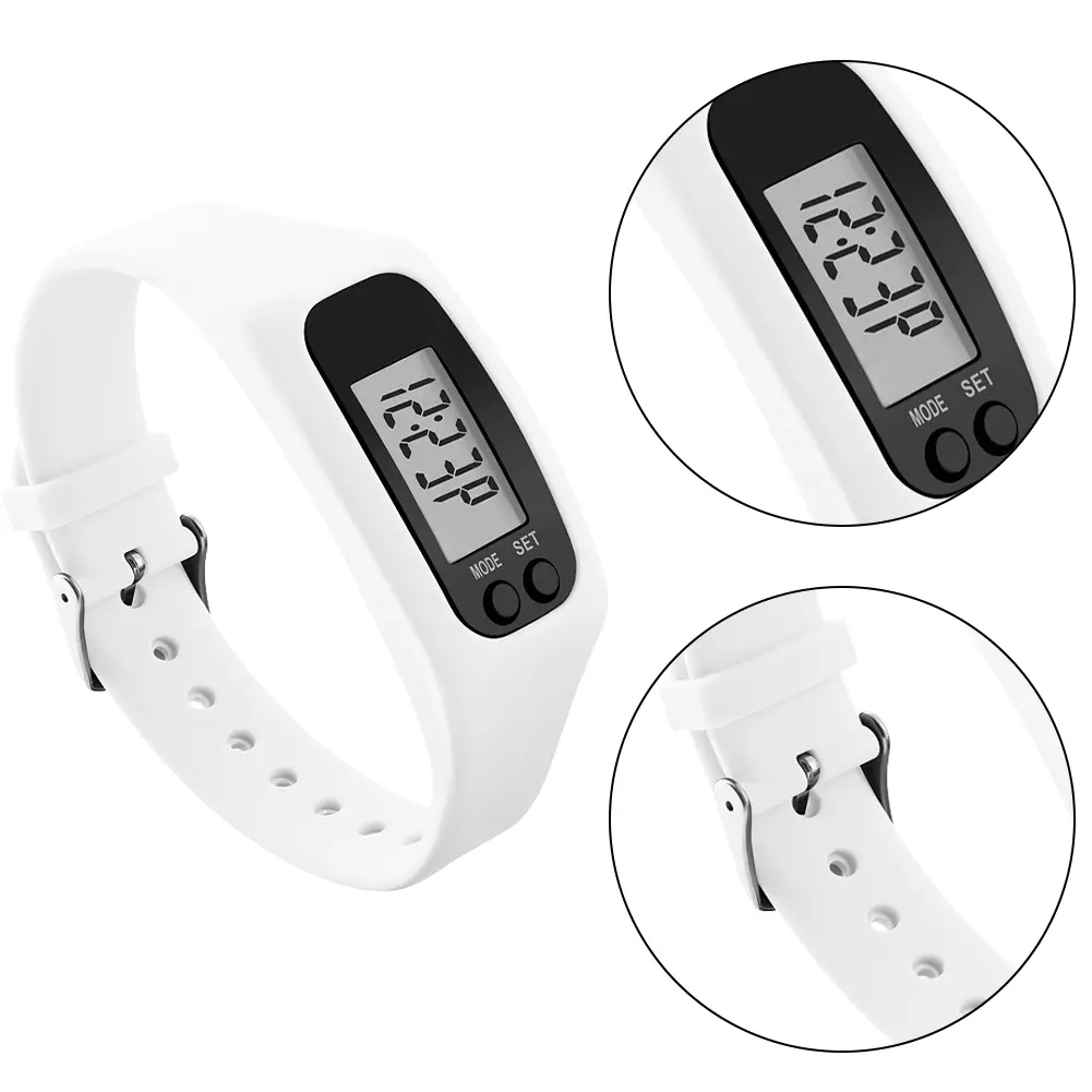 LED Pedometer Bracelet Wrist Calorie Counter 12/24H Time Display Walking Running Pedometer Fitness Watch for Outdoor Sports