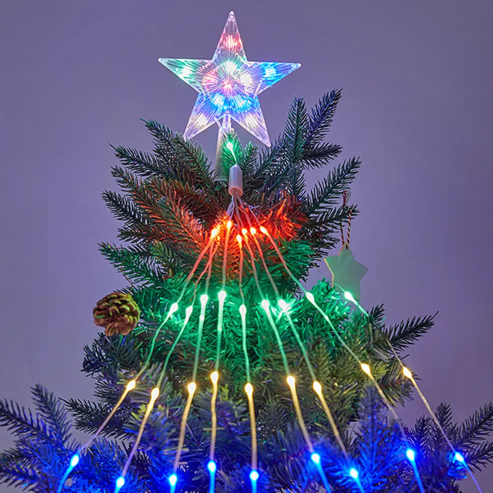 198LED Christmas Decor LED Xmas Tree String Lights Outdoor Star Flowing Multicolor Color Lights for Yard Garden Indoor Outdoor