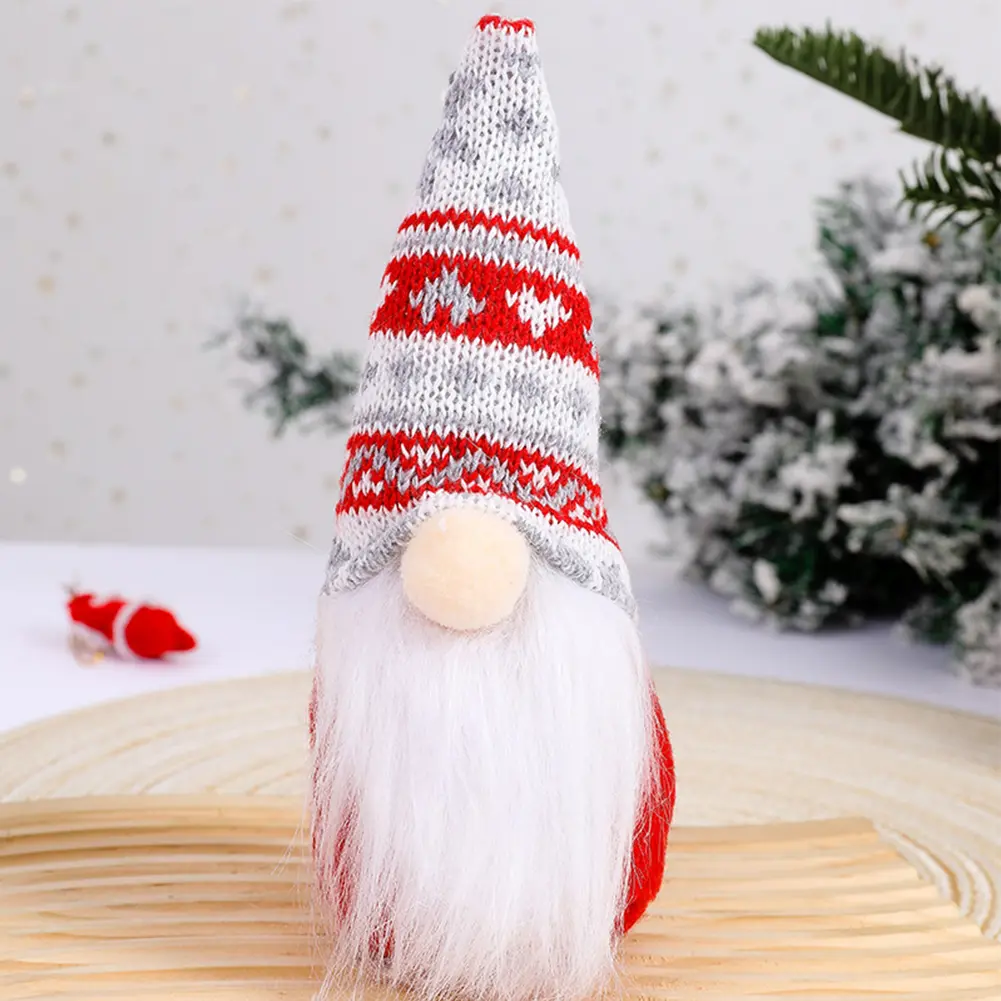 Standing Gnomes Plush Ornament Faceless Doll Dwarf Doll Christmas Faceless Doll Snowflake Knitted Hat Creative Indoor Home Decor