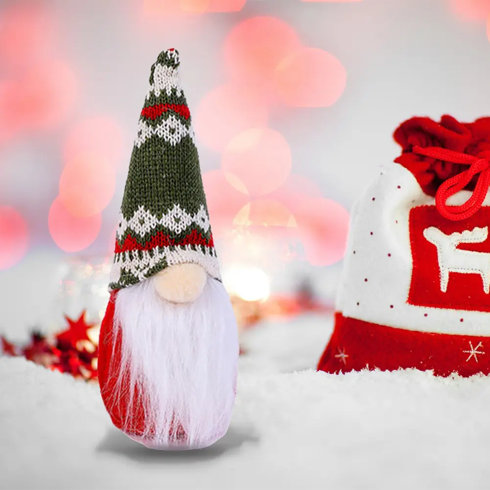 Standing Gnomes Plush Ornament Faceless Doll Dwarf Doll Christmas Faceless Doll Snowflake Knitted Hat Creative Indoor Home Decor