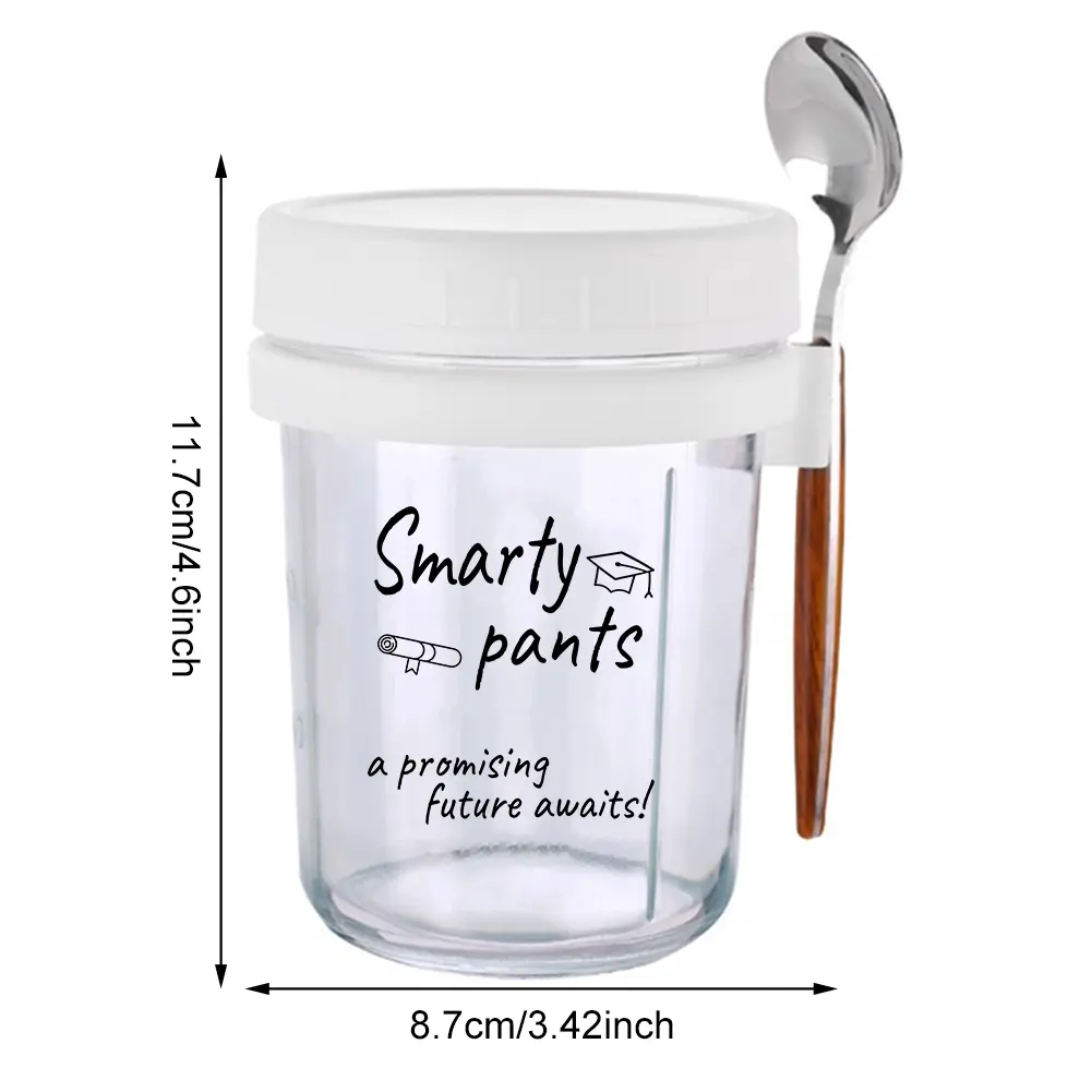 New Overnight Oats Container 12 Oz Milk Fruit Salad Food Storage Glass Jars Portable Cereal Breakfast Cups Water Bottle Kitchen